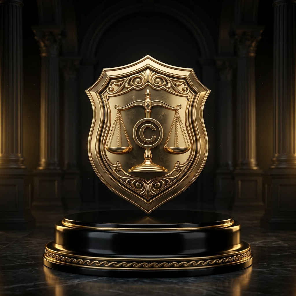 alterationIP Gold Shield Emblem on Pedestal